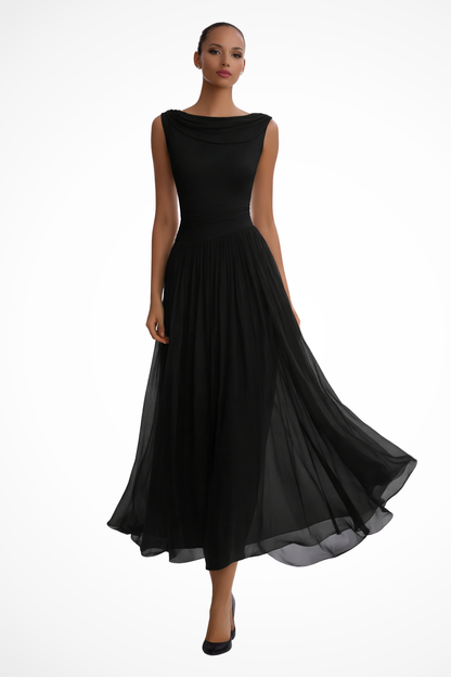 Vivielle | Draped Pleated Midi Wedding Guest Dress