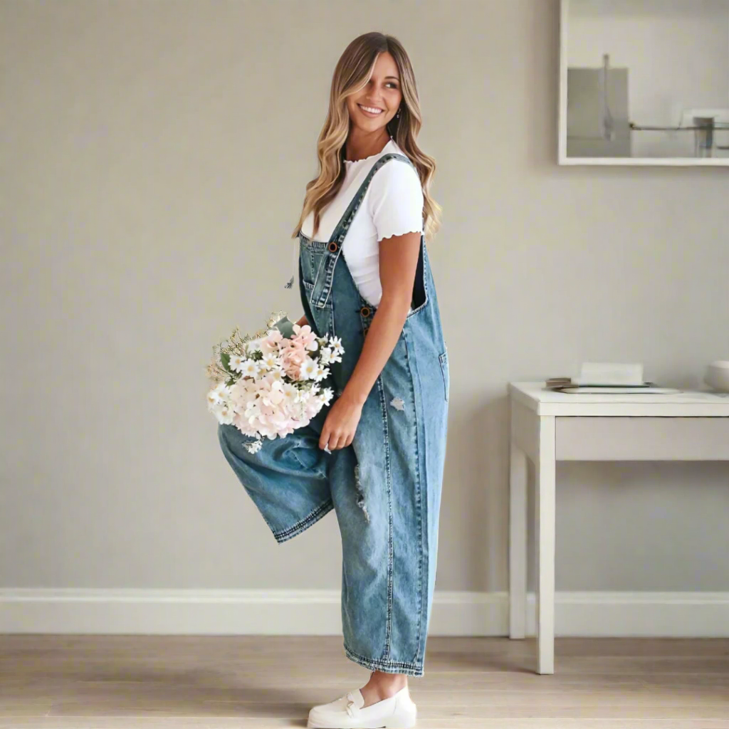Vintage style plain jumpsuit, front view