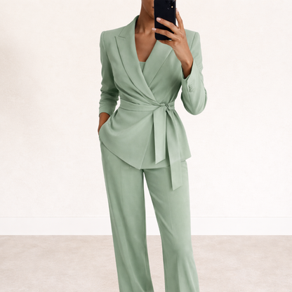Rozanne women's tie-front blazer and wide-leg suit