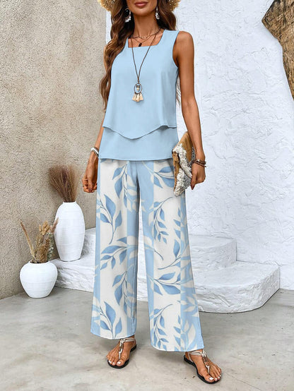 Alessira | Sleeveless Wide Leg Pants Set