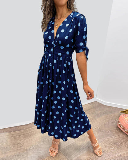 Bellamy | Polka Dot Button-Down Midi Dress