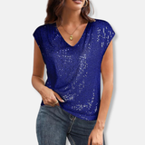 Liora | Sequin V-Neck Cap Sleeve Sparkly Top
