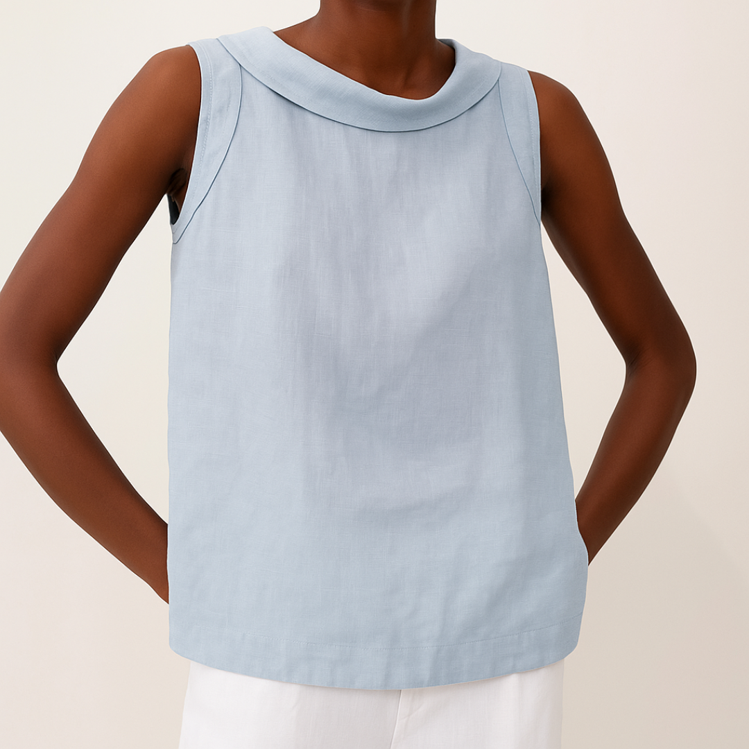 Amanda | Chic Sleeveless Roll Collar Top