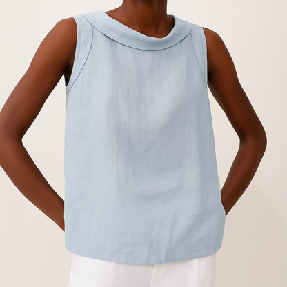 Amanda | Chic Sleeveless Roll Collar Top