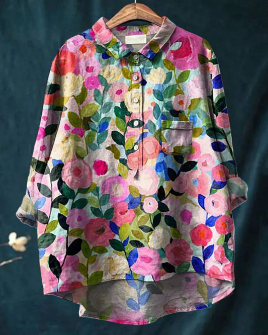 Caroline | Elegant Floral Print Relaxed Blouse