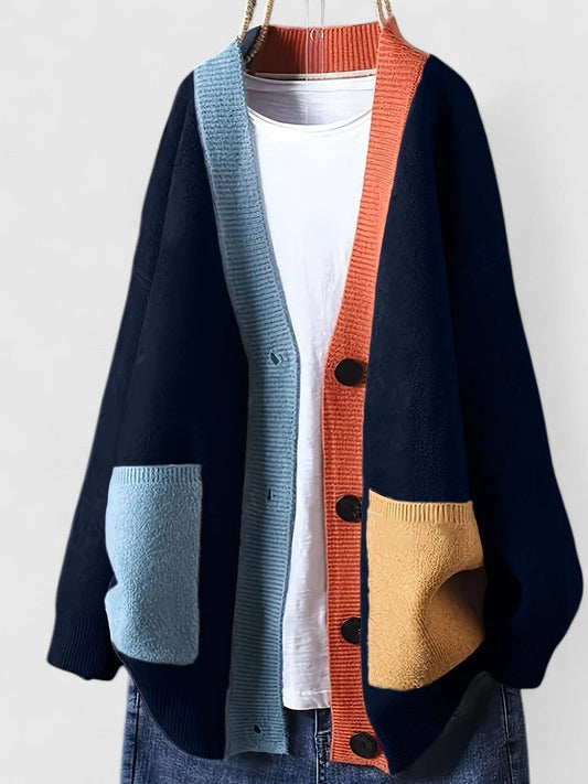 Jaylenne contrast-trim oversized cardigan for women