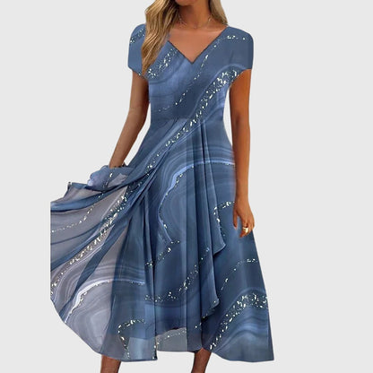 Aveline | Flowy V-Neck Midi Summer Dress