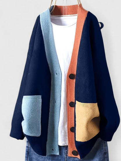 Jaylenne | Colour-Trim Oversized Cardigan