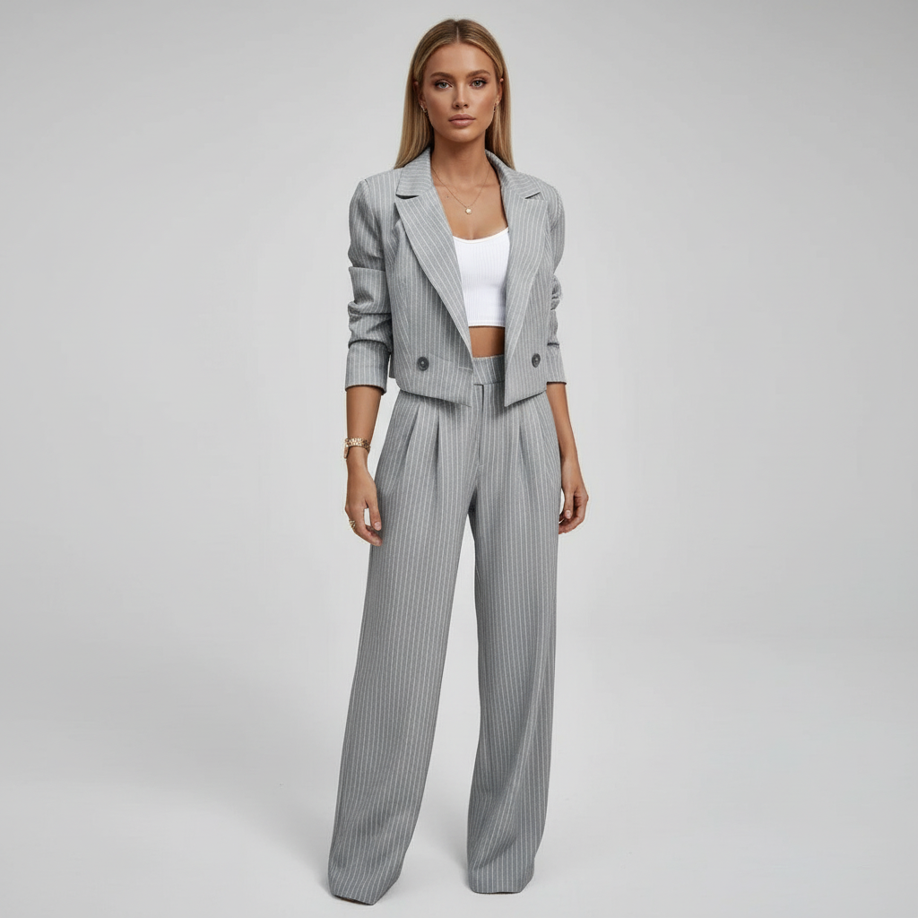 Isaline | Striped Blazer & Wide-Leg Trouser Set