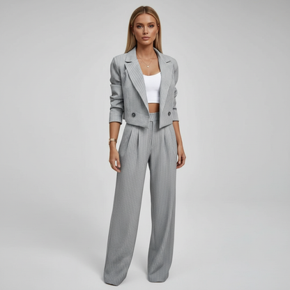 Isaline | Striped Blazer & Wide-Leg Trouser Set