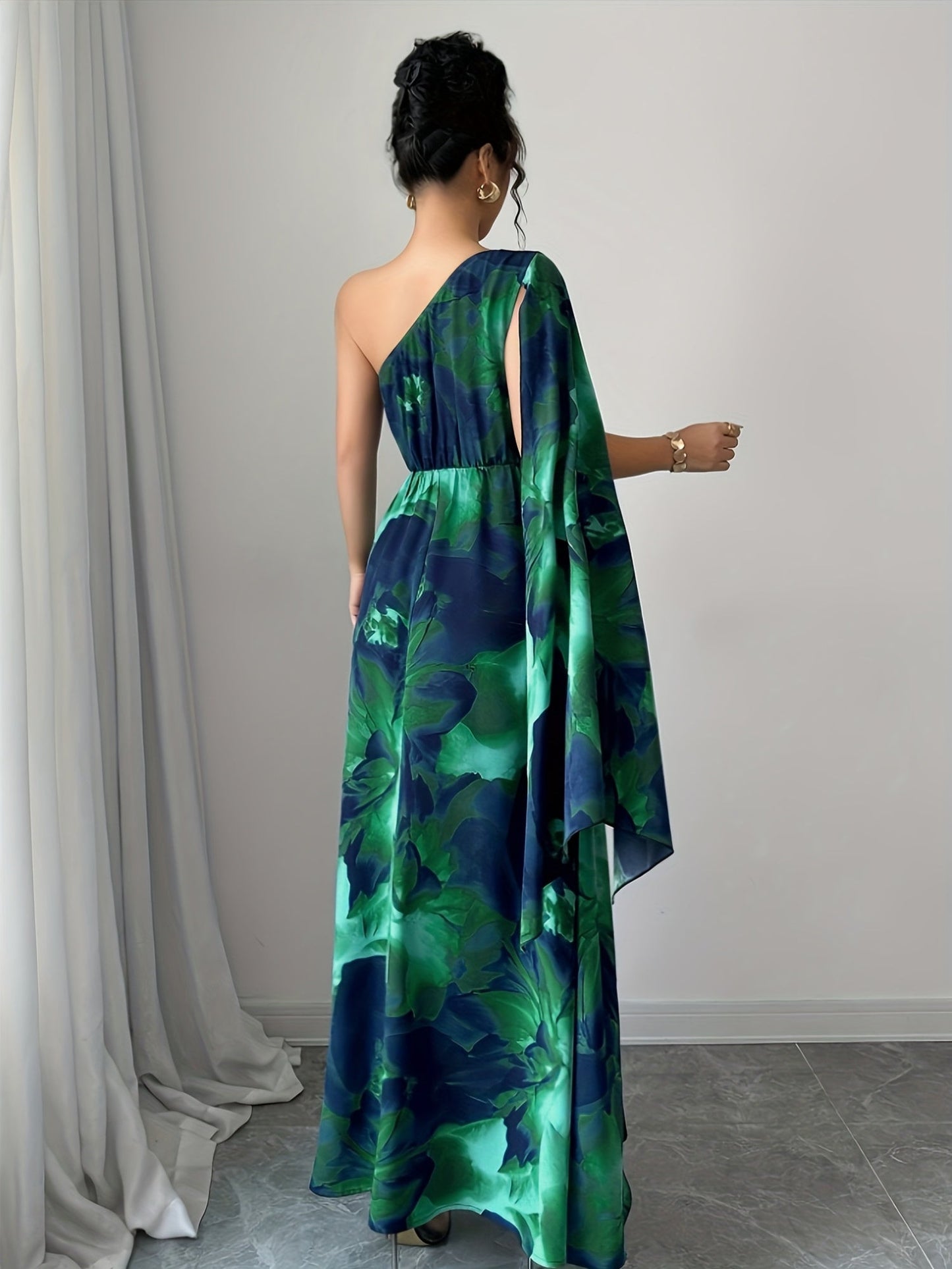 Juniper | One-Shoulder Floral Maxi Wedding Guest Dress