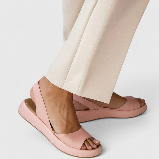 Eden slip-on cushioned comfort sandals pink front view
