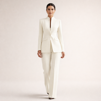Marlisse women's collarless jacket and trouser suit