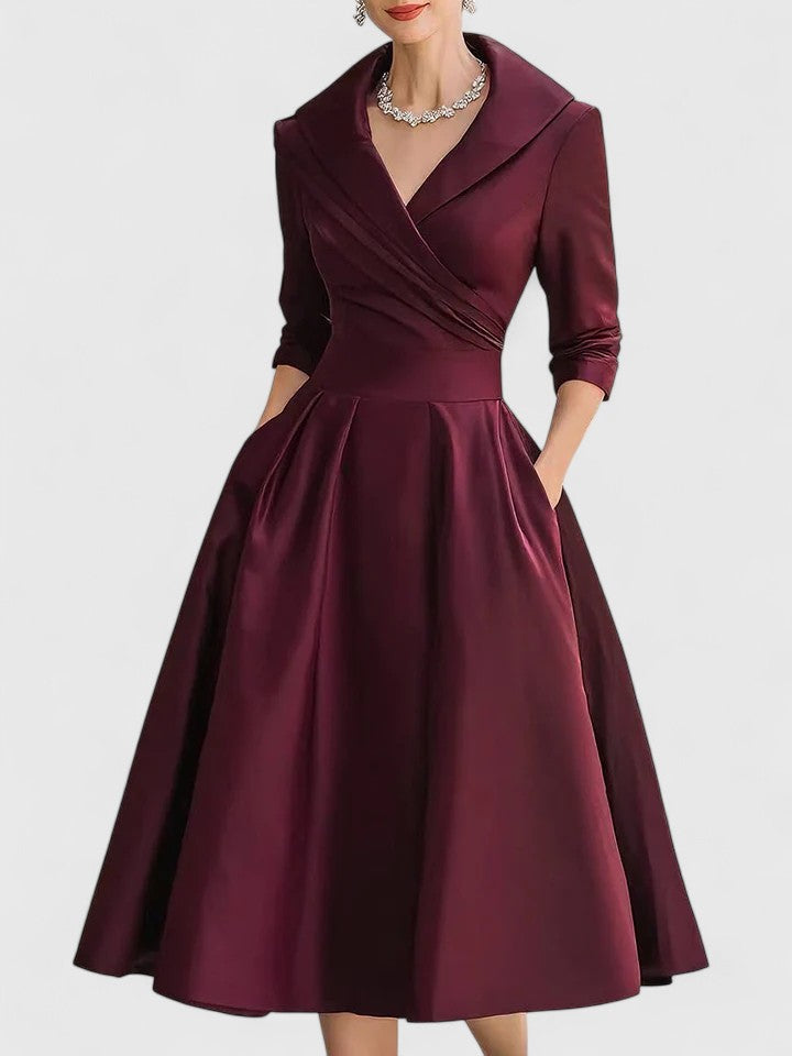 Aveline | Elegant Midi Dress with Pockets