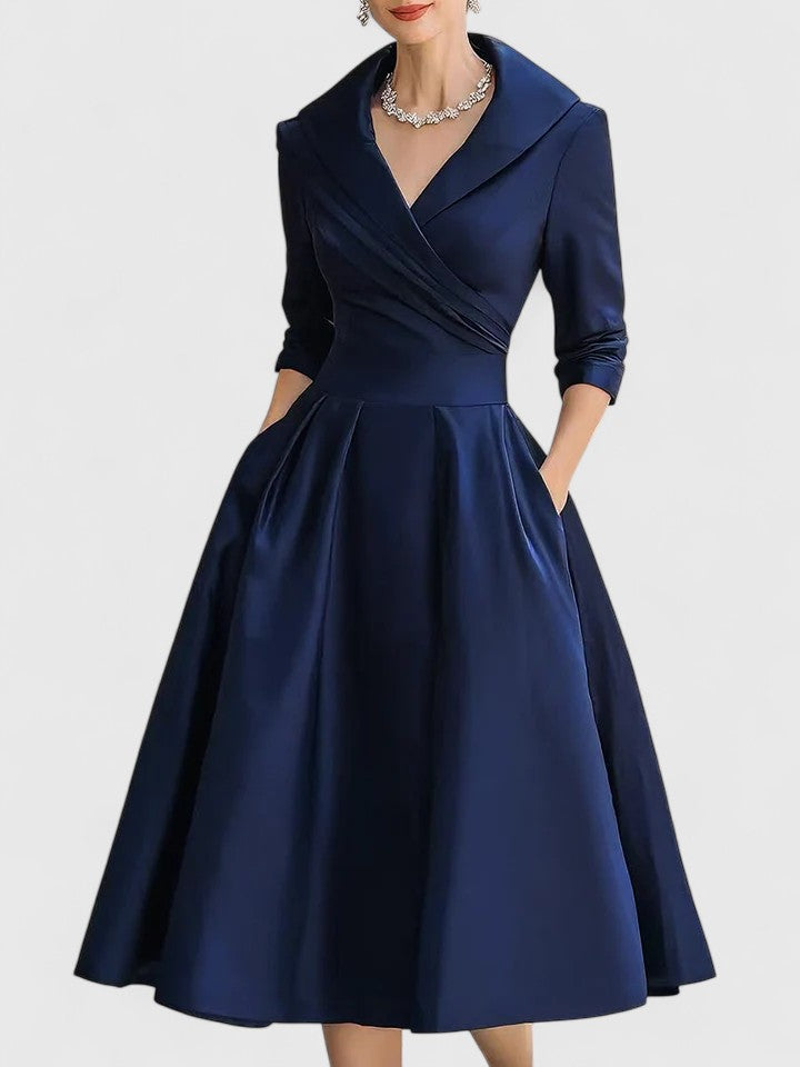 Aveline | Elegant Midi Dress with Pockets