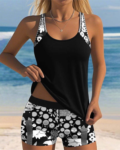 Donatella | Tank Top Tankini Set with Floral Shorts