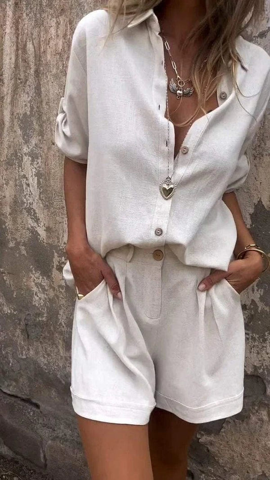 Phoebe | Linen Top & Shorts Summer Set
