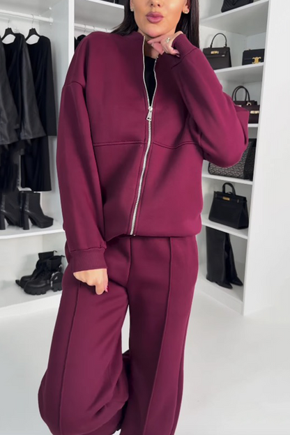 Maelle | Oversized Zip-Up Sweatshirt & Jogger Pants Set