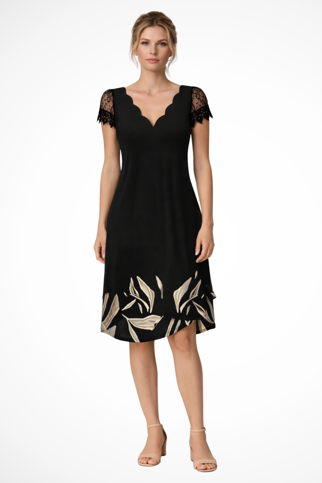 Cora black lace sleeve mini dress back view