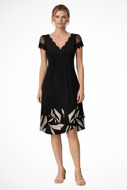 Cora black lace sleeve mini dress back view