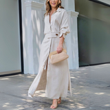 Collared button-front maxi shirt dress