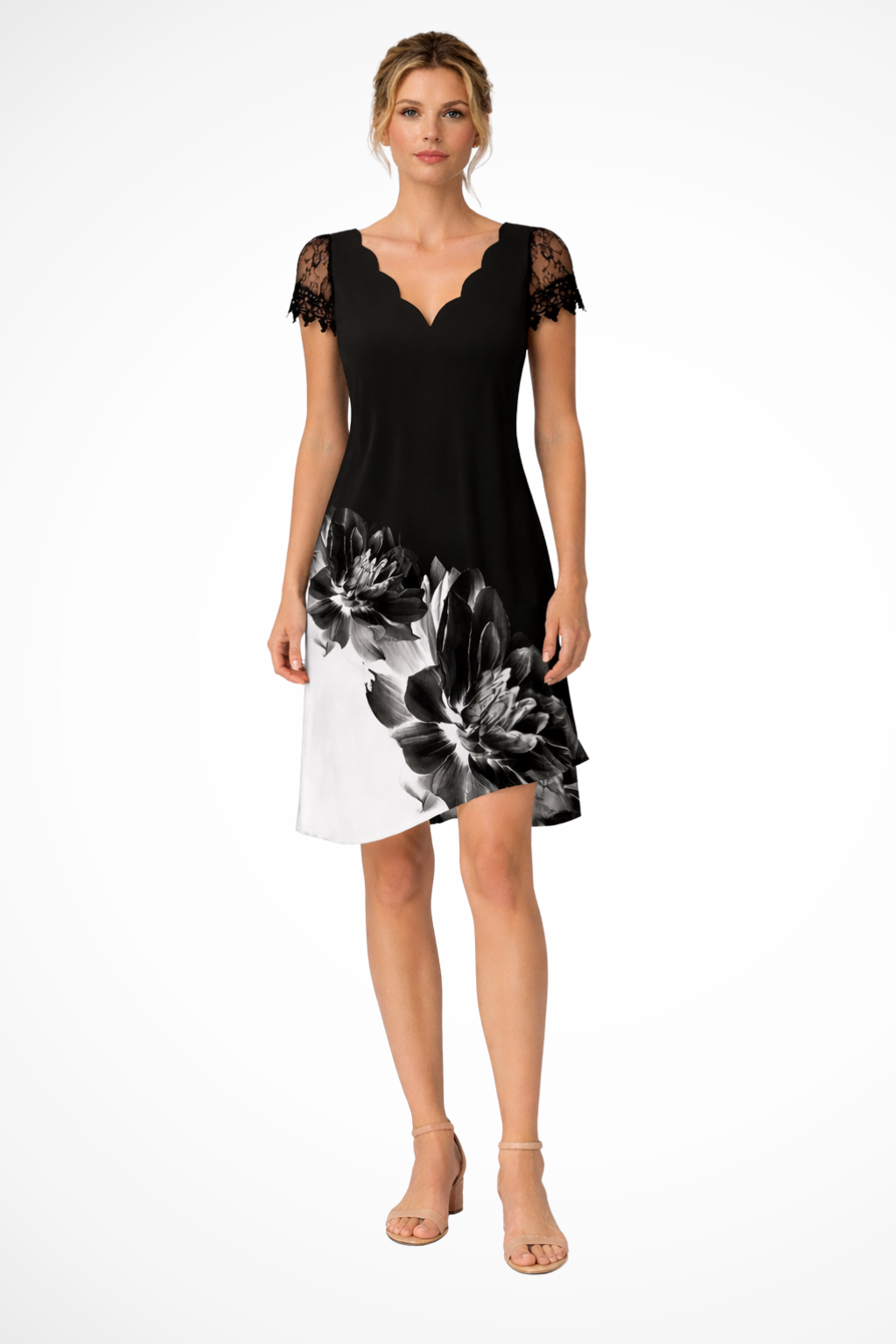 Cora lace sleeve mini dress side view