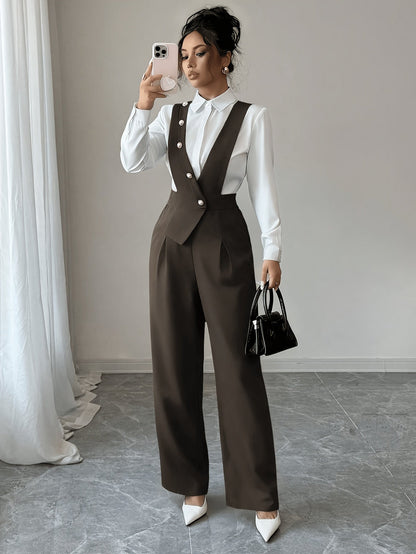 Tailored wide-leg jumpsuit in fern green colourway