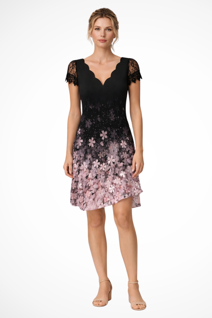 Cora black mini dress full length view