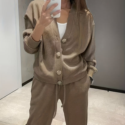Corenne | Soft Button-Front Jacket and Pants Set