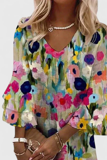 Zariah V-neck floral mini summer dress styling view