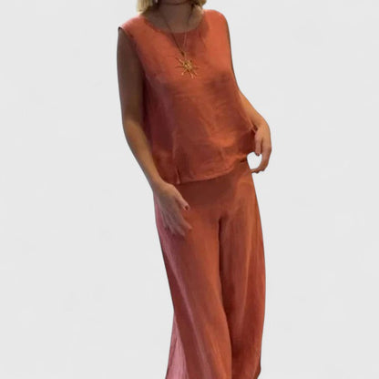 Margaux | Button Front Top & Wide Leg Two-Piece Set with Pockets