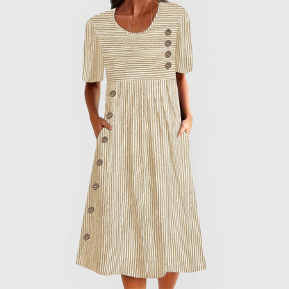Mariselle | Striped Midi Summer Dress with Pockets