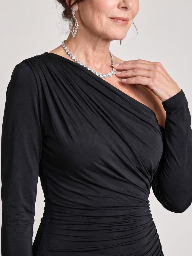 Noralise ruched one-shoulder formal maxi dress