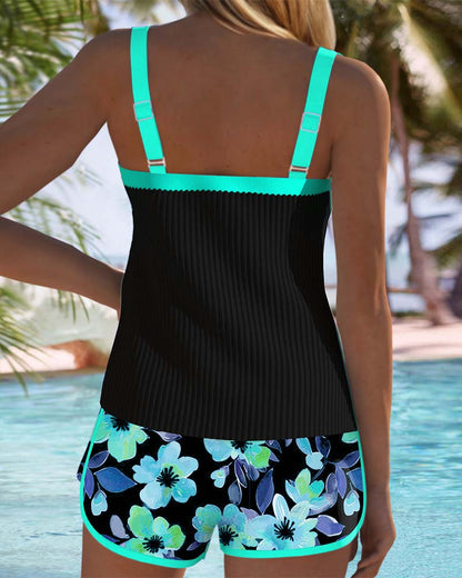 Olympia | Tummy Control Tankini Set with Tropical Shorts