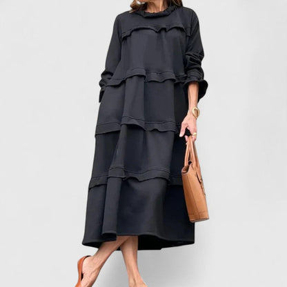 Delaney | Ruffle Midi Dress Long Sleeve