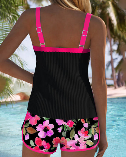 Olympia | Tummy Control Tankini Set with Tropical Shorts