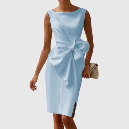Solene | Cocktail Midi Dress with Statement Bow
