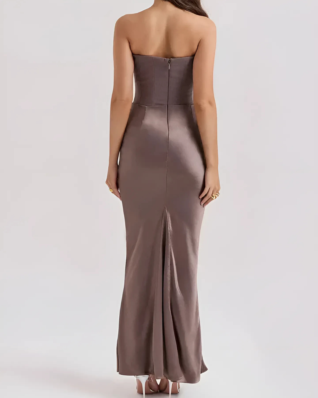 Aurore | Strapless Draped Maxi Wedding Guest Dress
