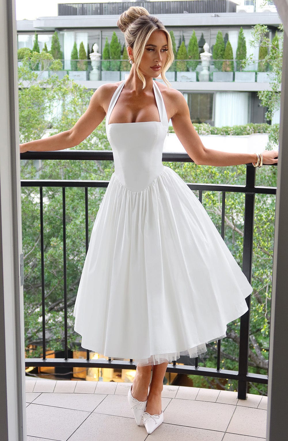 Elvina | Halter Midi Wedding Guest Dress