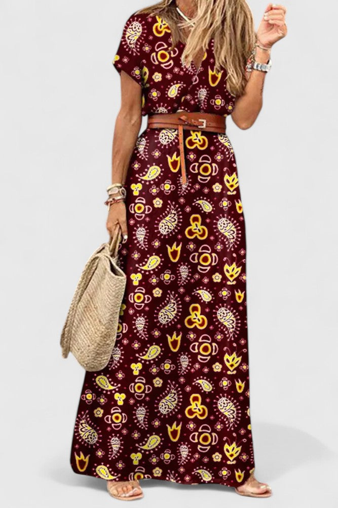 Liora | Floral V-Neck Summer Maxi Dress