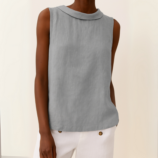 Amanda | Chic Sleeveless Roll Collar Top