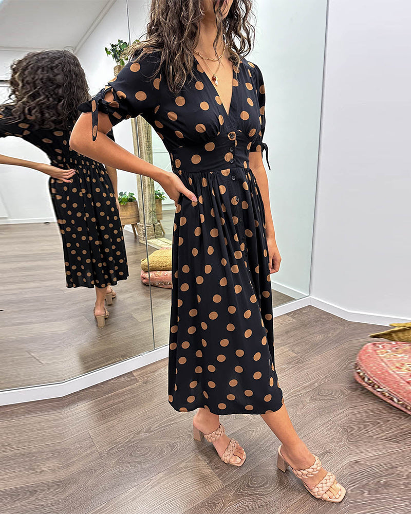 Bellamy | Polka Dot Button-Down Midi Dress