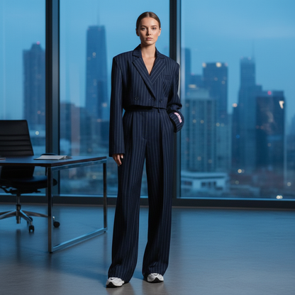 Isaline striped blazer and wide-leg trouser set