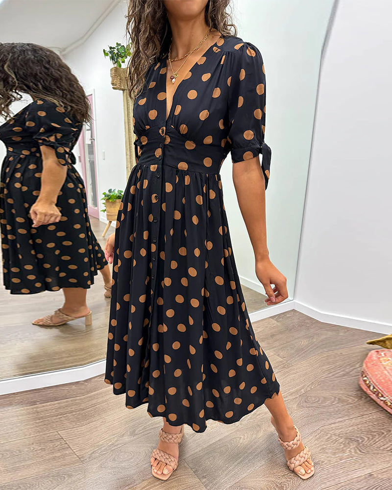 Bellamy | Polka Dot Button-Down Midi Dress