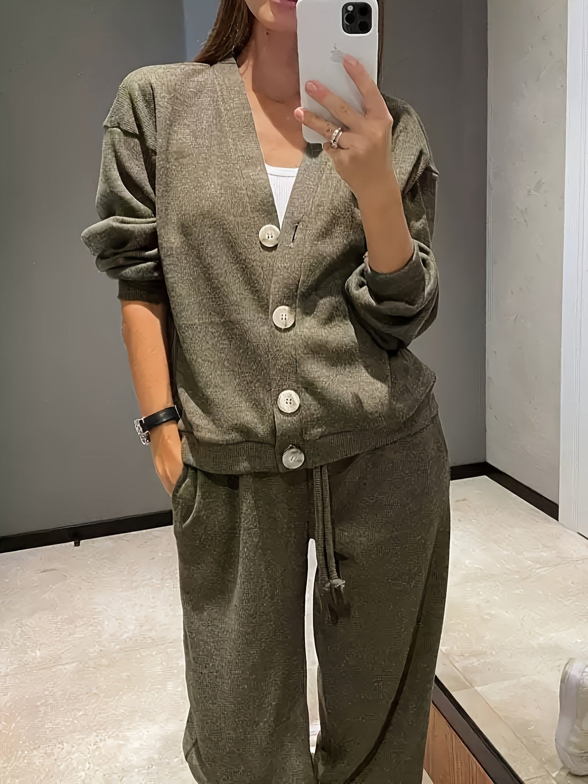 Corenne women's soft button-front jacket and pants set