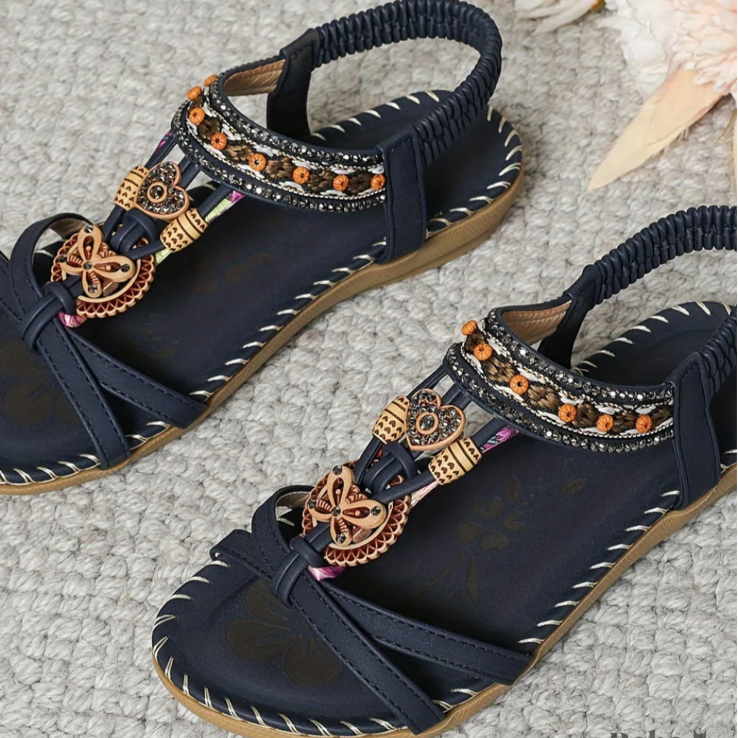 Reese boho beach sandals detail