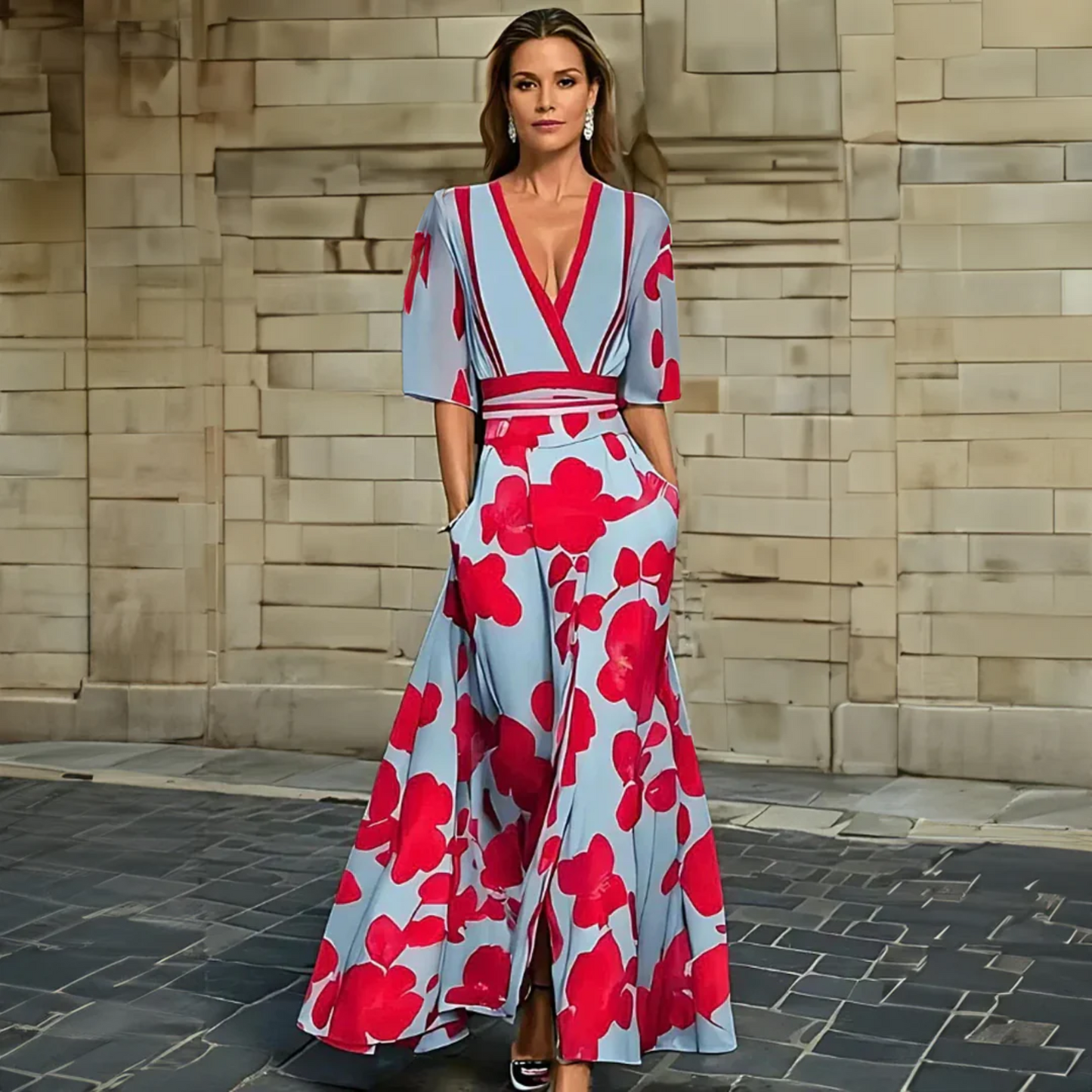 Velara | Floral Wrap Midi Dress