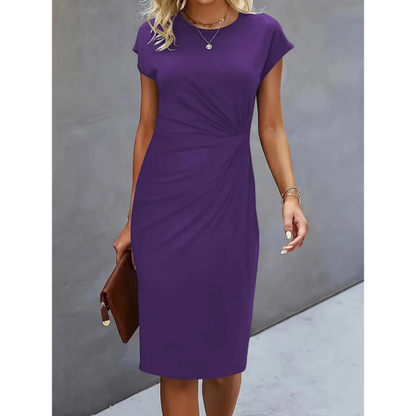 Romina | Ruched Bodycon Short Sleeve Midi Dress