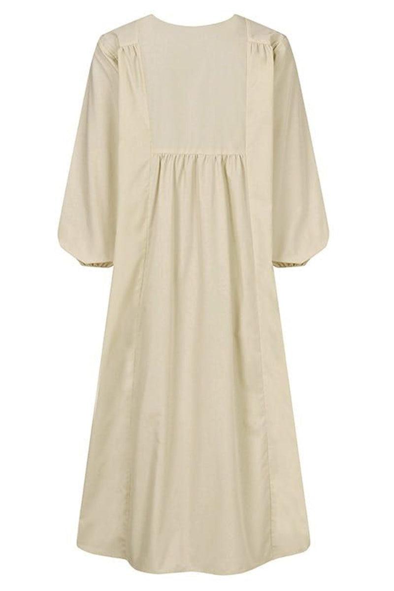 Amberly | V-Neck Smocked Balloon Sleeve Midi Dress
