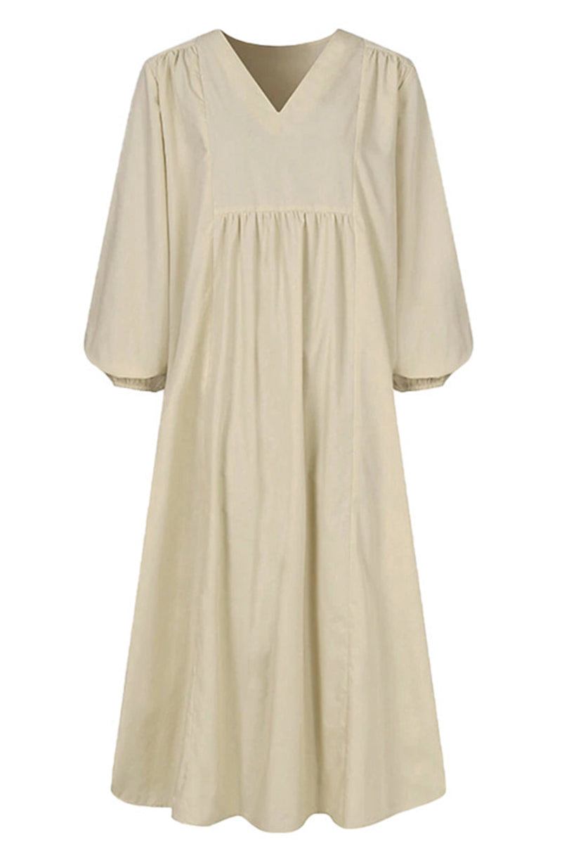 Amberly | V-Neck Smocked Balloon Sleeve Midi Dress